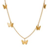 Hot Sale Jewelry Fashion Temperament Short Five Butterfly Necklace Simple Sweet Single-layer Ladies Clavicle Chain sku image 1