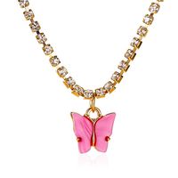 Butterfly Necklace Wild Colorful Butterfly Clavicle Chain Temperament Simple Butterfly Pendant Wholesale sku image 4