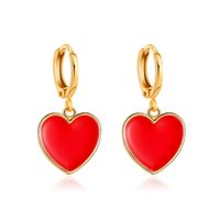 Korean Fashion Sweet And Playful Red Small Love Earrings Simple Vitality Girl Peach Heart Earrings Net Exquisite Earrings sku image 1