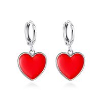 Korean Fashion Sweet And Playful Red Small Love Earrings Simple Vitality Girl Peach Heart Earrings Net Exquisite Earrings sku image 2