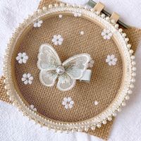 New Embroidery Three-dimensional Bow Hairpin Super Fairy Pearl Mesh Hairpin Bangs Clip Decorative Clip Girl Hair Accessories sku image 2