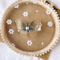 New Embroidery Three-dimensional Bow Hairpin Super Fairy Pearl Mesh Hairpin Bangs Clip Decorative Clip Girl Hair Accessories sku image 3