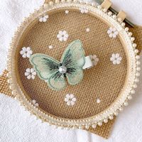 New Embroidery Three-dimensional Bow Hairpin Super Fairy Pearl Mesh Hairpin Bangs Clip Decorative Clip Girl Hair Accessories sku image 4