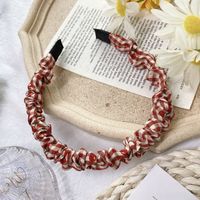 Korean Fashion Plaid Fold Headband Wave Color Cute Little Daisy Flower Thin Edge Headband Head Buckle Hair Hole Headdress sku image 12