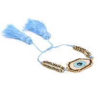Personality Ethnic Style Six-pointed Star Crystal Tassel Bracelet Miyuki Rice Beads Woven Evil Eye Bracelet sku image 3