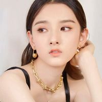 Golden Chain Necklace Cold Wind Hip-hop Exaggerated Korean Trendy Personality Thick Clavicle Chain Wholesale sku image 1