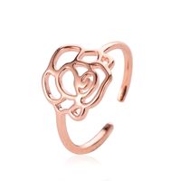 Rings Jewelry Temperament Rose Gold Rose Lady Ring Hollow Open Single Ring Wholesale sku image 1