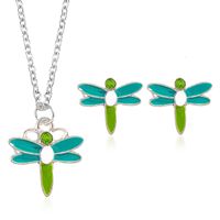 New Style Necklace Two-piece Jewelry Creative Dragonfly Necklace Earring Female Simple Wild Insect Pendant Necklace sku image 1