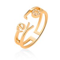 New Ring Fashion Letter Ring Personality Love Couple Single Ring Trend Diamond Open Ring Wholesale sku image 1