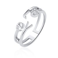 New Ring Fashion Letter Ring Personality Love Couple Single Ring Trend Diamond Open Ring Wholesale sku image 2