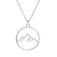 Necklace Round Hollow Necklace Pendant Fashion Mountain Folded Mountain Geometric Hollow Necklace sku image 1