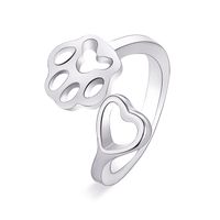Explosion Models Ring Simple Dog Claw Ring Creative Hollow Out Love Dog Claw Opening Ring Tail Ring Wholesale sku image 2
