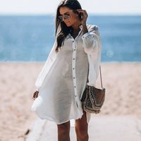 Nouvelle Mode Solide Chemise Blanche Cardigan Beach Jacket Bikini Blouse Holiday Swimsuit Outdoor Sunscreen Clothing Nihaojewelry Wholesale main image 1