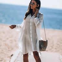 Nouvelle Mode Solide Chemise Blanche Cardigan Beach Jacket Bikini Blouse Holiday Swimsuit Outdoor Sunscreen Clothing Nihaojewelry Wholesale main image 6
