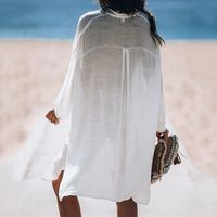 Nouvelle Mode Solide Chemise Blanche Cardigan Beach Jacket Bikini Blouse Holiday Swimsuit Outdoor Sunscreen Clothing Nihaojewelry Wholesale main image 4