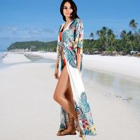 Summer  New  Printing Two-end Flower Cardigan Large Size Beach Sunscreen Bikini Outer Cover Swimsuit Smock  Nihaojewelry Wholesale main image 6