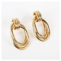 Europäische Und Amerikanische Übertriebene Goldene Metall Ohrringe, Einfache Und Modische Geometrische Ohrringe, Grenz Überschreiten Der Schmuck F5210 main image 3