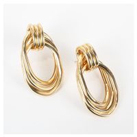Europäische Und Amerikanische Übertriebene Goldene Metall Ohrringe, Einfache Und Modische Geometrische Ohrringe, Grenz Überschreiten Der Schmuck F5210 main image 5