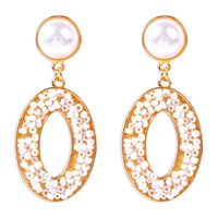 Fashion Bead Earrings Boho Creative Geometric Oval Hollow Pearl Earrings Wholesale Nihaojewelry main image 6