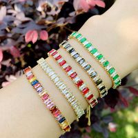 Fashion Colorful Bracelet Copper Plated 18k Gold Bracelet Colorful Crystal Bracelet Couple Bracelet Wholesale Nihaojewelry main image 2