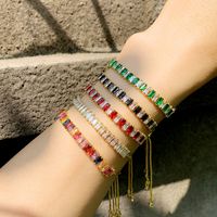 Fashion Colorful Bracelet Copper Plated 18k Gold Bracelet Colorful Crystal Bracelet Couple Bracelet Wholesale Nihaojewelry main image 3