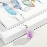 Fashion Irregular Stone Necklace Nihaojewelry Wholesalekorean Natural Stone Necklace Amethyst Pendant Necklace Crystal Bud Chain main image 5