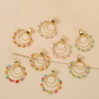 Bohemian Geometric Round Handmade Rice Bead Earrings Creative Personality Woven Acrylic Earrings Jewelry Wholesale Nihaojewelry main image 2
