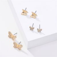 Fashion Big Jewelry 3 Pairs Of Butterfly Rhinestone Earrings Set Earrings Wholesale Nihaojewelry main image 2