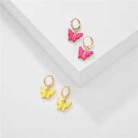 Big Jewelry Summer Candy Color Acrylic Butterfly Earrings Copper Ear Hooks  Wholesale Nihaojewelry main image 3