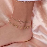 Simple Sweet Pink Love Heart-shaped Peach Heart Claw Chain Butterfly Tassel Foot Ornaments Multi-layer Two-piece Anklet main image 1