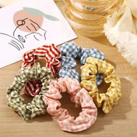 Korean Fresh Lattice Large Intestine Ring Hair Scrunchies French Retro Head Flower Tie Hair Rope Ponytail Headdress Wholesale Nihaojewelry main image 4