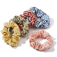 Korean Fresh Lattice Large Intestine Ring Hair Scrunchies French Retro Head Flower Tie Hair Rope Ponytail Headdress Wholesale Nihaojewelry main image 5