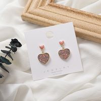 Fashion Earrings Nihaojewelry Wholesale Simple Love Heart-shaped Earrings Trendy Beautiful Earrings Pink Girl Love Sequins Earrings main image 2