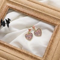 Fashion Earrings Nihaojewelry Wholesale Simple Love Heart-shaped Earrings Trendy Beautiful Earrings Pink Girl Love Sequins Earrings main image 4