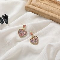 Fashion Earrings Nihaojewelry Wholesale Simple Love Heart-shaped Earrings Trendy Beautiful Earrings Pink Girl Love Sequins Earrings main image 5