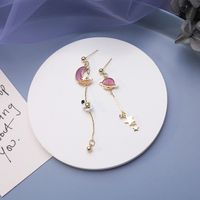 Korean 925 Silver Needle Cute Planet Astronaut Asymmetric Earrings Nihaojewelry Wholesale Stars Moon Sweet Tassel Earrings main image 4