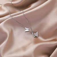Double-layer Butterfly Necklace Nihaojewelry Wholesale Simple Clavicle Chain  New Titanium Steel Animal Necklace Women main image 5