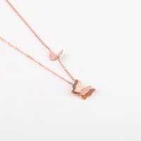 Double-layer Butterfly Necklace Nihaojewelry Wholesale Simple Clavicle Chain  New Titanium Steel Animal Necklace Women main image 6
