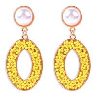 Fashion Bead Earrings Boho Creative Geometric Oval Hollow Pearl Earrings Wholesale Nihaojewelry sku image 1