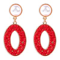 Fashion Bead Earrings Boho Creative Geometric Oval Hollow Pearl Earrings Wholesale Nihaojewelry sku image 2