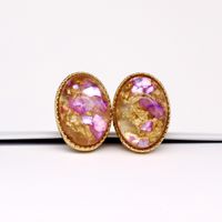 Korean Earrings  Oval Shell Earrings Small Gold Foil Earrings Colorful Resin Stud Earrings Yiwu Nihaojewelry sku image 2