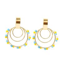 Bohemian Geometric Round Handmade Rice Bead Earrings Creative Personality Woven Acrylic Earrings Jewelry Wholesale Nihaojewelry sku image 2