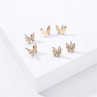 Fashion Big Jewelry 3 Pairs Of Butterfly Rhinestone Earrings Set Earrings Wholesale Nihaojewelry sku image 1