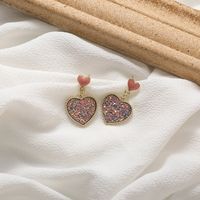 Fashion Earrings Nihaojewelry Wholesale Simple Love Heart-shaped Earrings Trendy Beautiful Earrings Pink Girl Love Sequins Earrings sku image 1