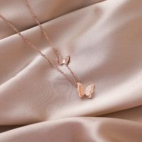 Double-layer Butterfly Necklace Nihaojewelry Wholesale Simple Clavicle Chain  New Titanium Steel Animal Necklace Women sku image 1