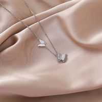 Double-layer Butterfly Necklace Nihaojewelry Wholesale Simple Clavicle Chain  New Titanium Steel Animal Necklace Women sku image 2