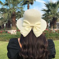 Summer New Korean Fashion Simple Hat Wild Shade Sunscreen Straw Hat Outdoor Travel Bow Beach Hat  Wholesale Nihaojewelry main image 6