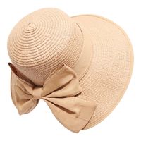 Summer New Korean Fashion Simple Hat Wild Shade Sunscreen Straw Hat Outdoor Travel Bow Beach Hat  Wholesale Nihaojewelry main image 3