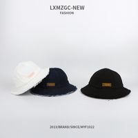 New Fisherman Hat Korean Hat  Wholesale Denim Raw Edge Embroidery Basin Hat  Sunscreen Fashion Hat main image 1