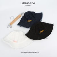 New Fisherman Hat Korean Hat  Wholesale Denim Raw Edge Embroidery Basin Hat  Sunscreen Fashion Hat main image 5